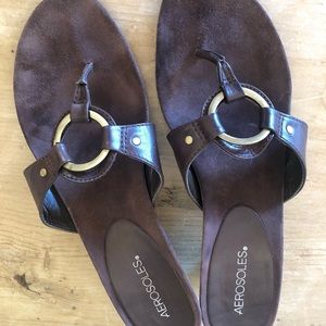 Aerosoles Sandals ~ Suzy Q, Brown leather, Size 10